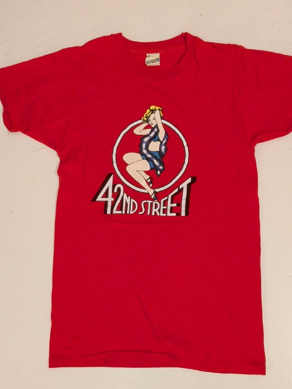 Vintage 80s Tee 42nd Street NYC Broadway Show Old Single Stitch Screen Stars SzM
